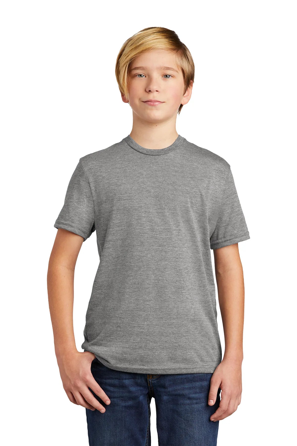 SHORT SLEEVE POLYESTER TRI BLEND CREW NECK STYLISH T-SHIRT YOUTH WITH DESIGN (OPTIONAL)