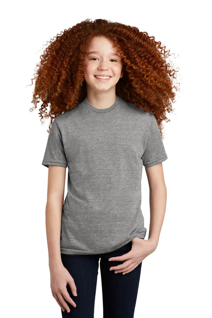 SHORT SLEEVE POLYESTER TRI BLEND CREW NECK STYLISH T-SHIRT YOUTH WITH DESIGN (OPTIONAL)