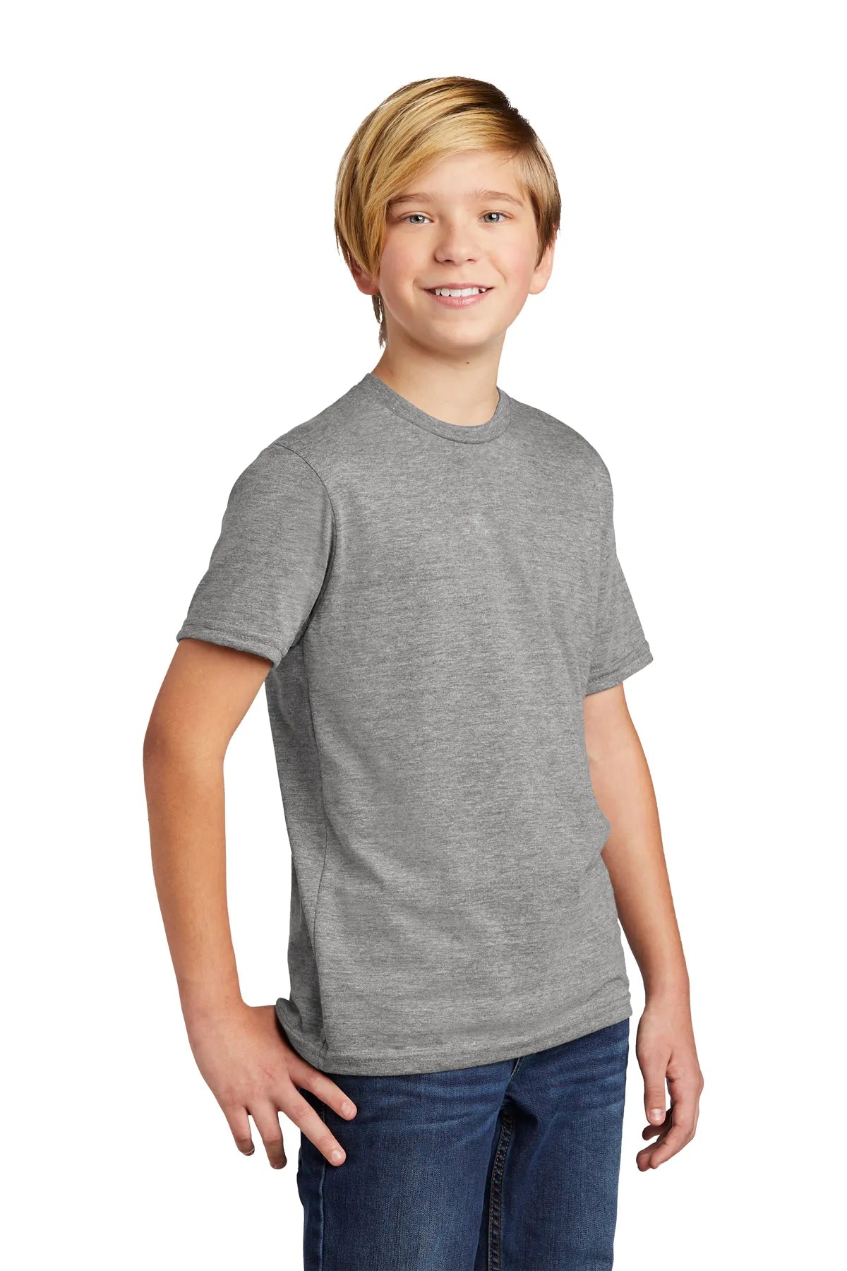 SHORT SLEEVE POLYESTER TRI BLEND CREW NECK STYLISH T-SHIRT YOUTH WITH DESIGN (OPTIONAL)