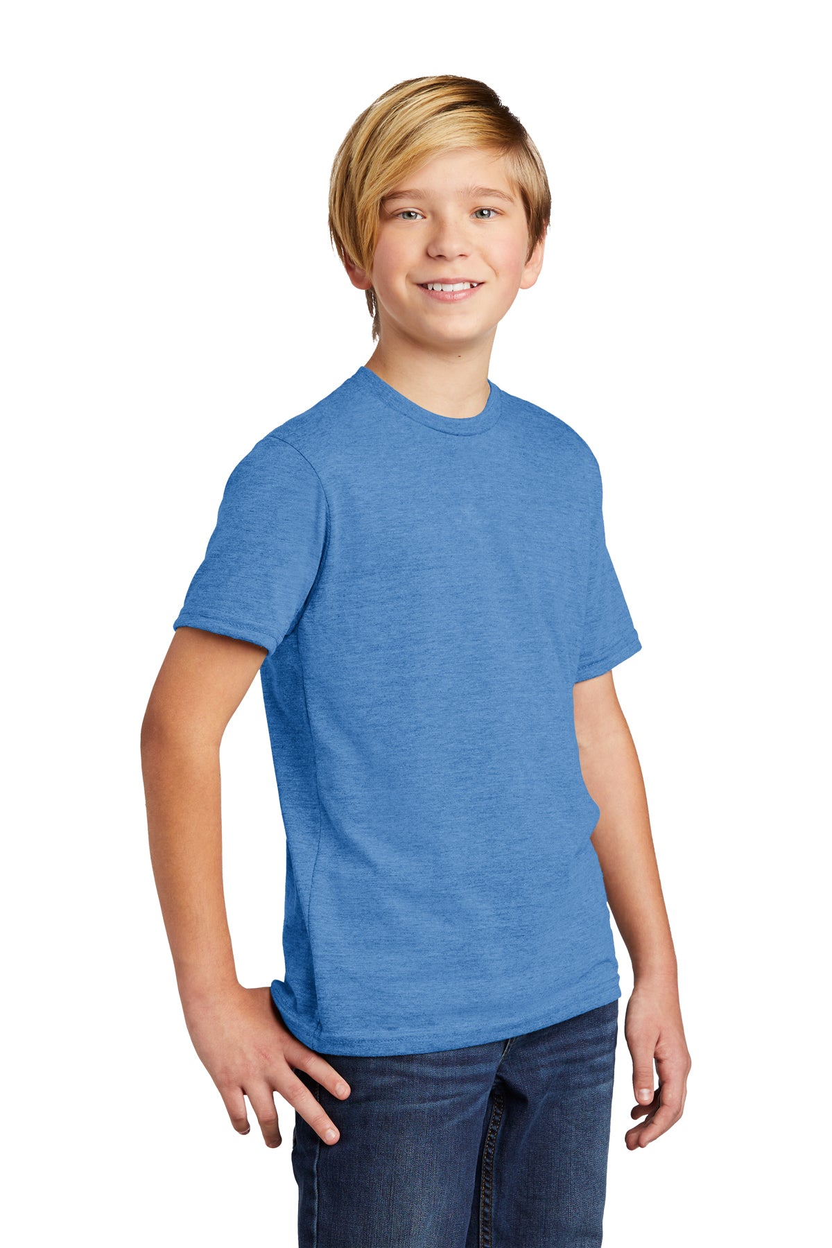 SHORT SLEEVE POLYESTER TRI BLEND CREW NECK STYLISH T-SHIRT YOUTH WITH DESIGN (OPTIONAL)