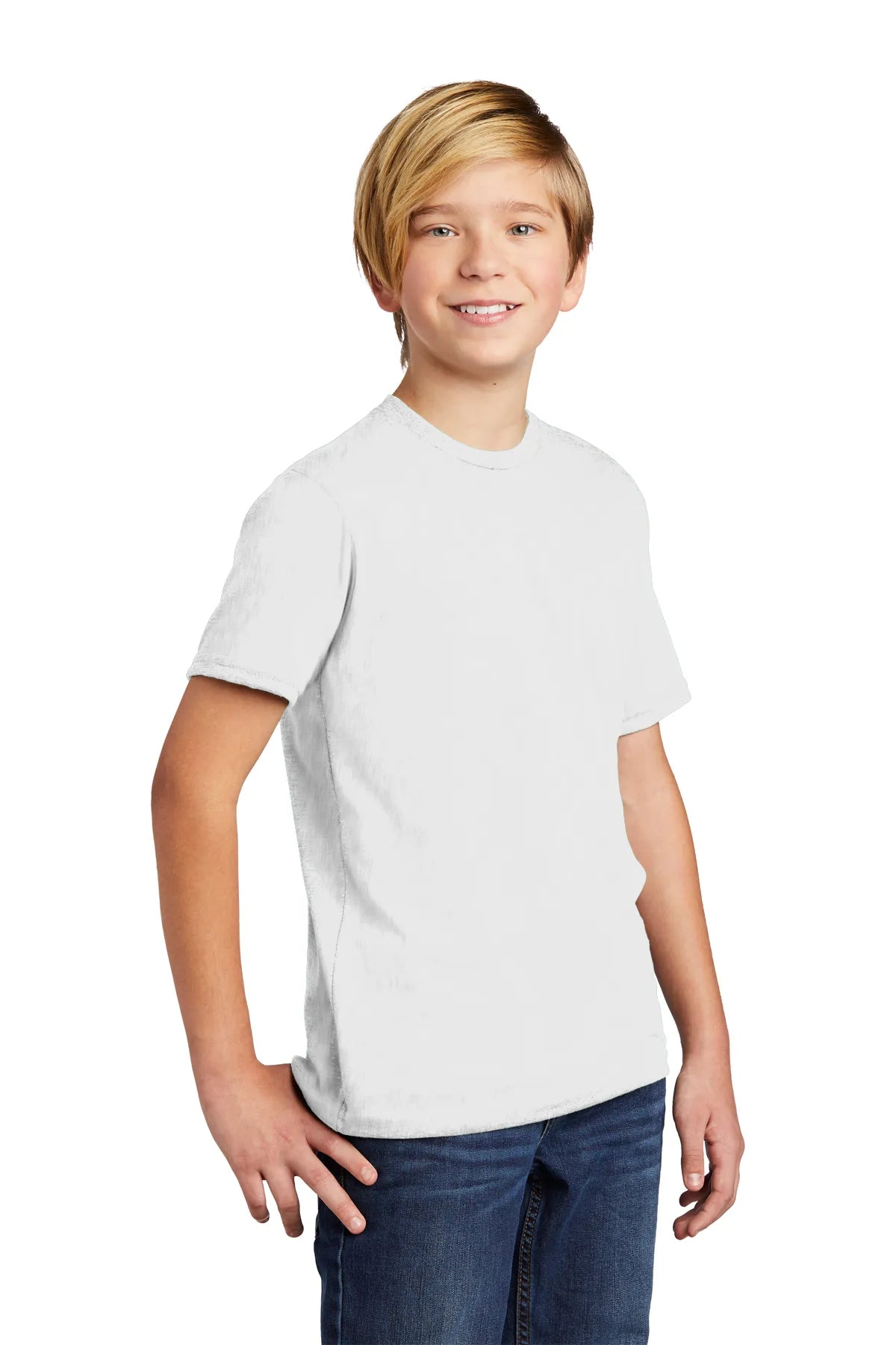 SHORT SLEEVE POLYESTER TRI BLEND CREW NECK STYLISH T-SHIRT YOUTH WITH DESIGN (OPTIONAL)