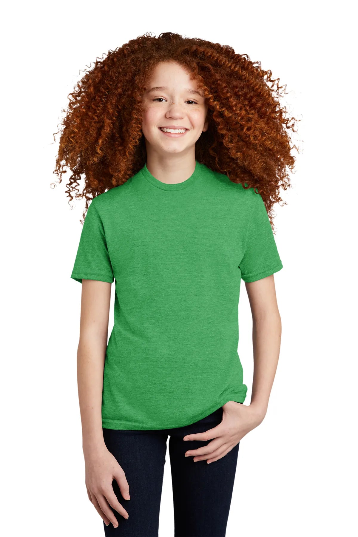 SHORT SLEEVE POLYESTER TRI BLEND CREW NECK STYLISH T-SHIRT YOUTH WITH DESIGN (OPTIONAL)