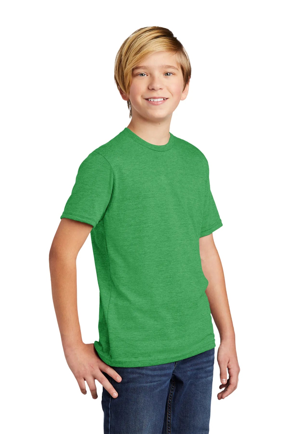 SHORT SLEEVE POLYESTER TRI BLEND CREW NECK STYLISH T-SHIRT YOUTH WITH DESIGN (OPTIONAL)