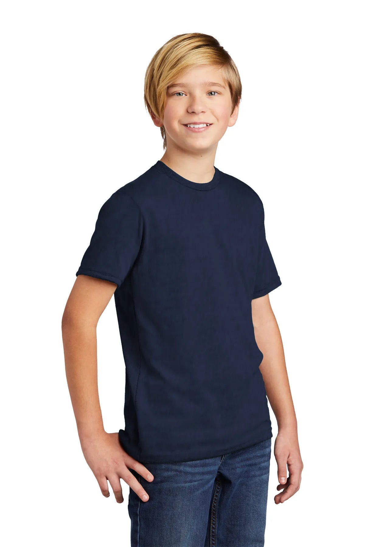 SHORT SLEEVE POLYESTER TRI BLEND CREW NECK STYLISH T-SHIRT YOUTH WITH DESIGN (OPTIONAL)