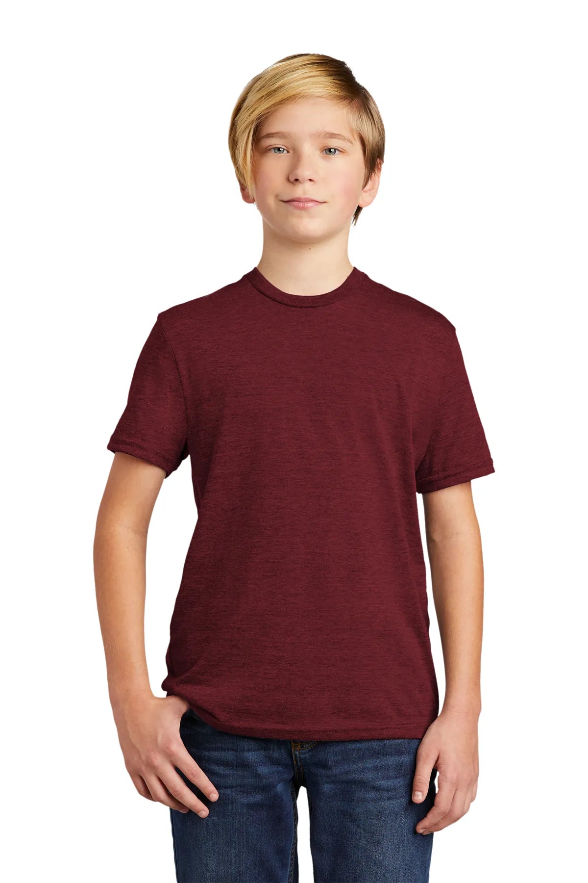 SHORT SLEEVE POLYESTER TRI BLEND CREW NECK STYLISH T-SHIRT YOUTH WITH DESIGN (OPTIONAL)